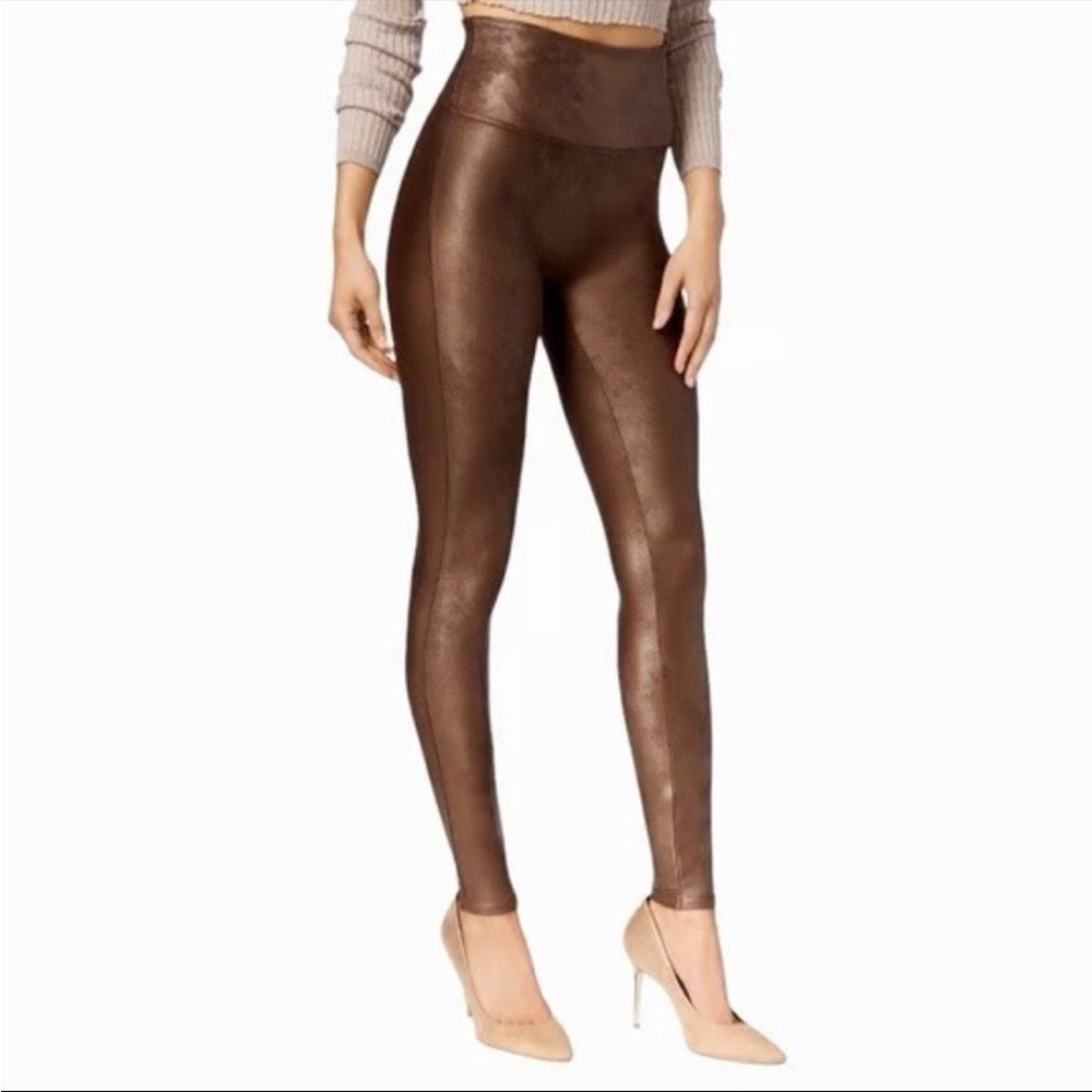 SPANX Faux Leather Brown Leggings